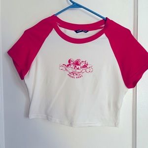 Angel red and white crop top!